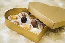 Chocolates in heart-shaped box
