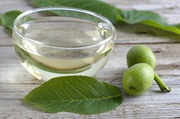 Walnut tea in glass bowl