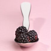 Blackberries on a spoon