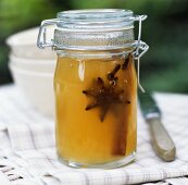 Spiced apple jelly in a preserving jar