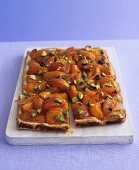 Apricot tart with pistachios