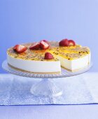 Passion fruit and strawberry cheesecake