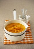 Cream of carrot soup with mango