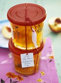 Two jars of quince and nectarine jelly