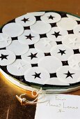 Panforte stellato (Panforte decorated with wafer stars, Italy)