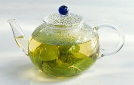 Peppermint tea in teapot
