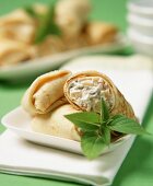 Crêpes with pineapple and walnut filling