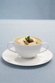 Artichoke soup with Gruyere foam