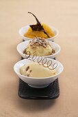 Semolina dumplings with orange ragout and vanilla brittle ice cream
