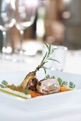 Quail compote in a medlar-pumpkin broth