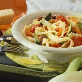Ribbon pasta with Mediterranean vegetables
