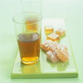 Lokum (Turkish delight) with two glasses of tea
