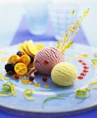 Vanilla & redcurrant ice cream with fruit & caramel strands