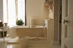 A free-standing bathtub