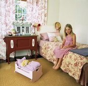 Girl sitting on bed