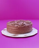 Cake covered with chocolate cream
