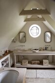 A bathroom under the eaves