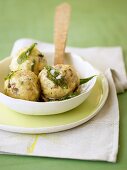 Bacon dumplings with sage butter