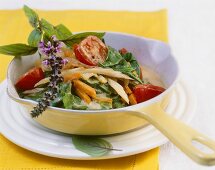 Spicy Swiss chard & vegetable stir-fry with coconut sauce