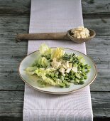 Broad bean salad with Bergkäse (Alpine cheese)