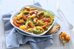 Marinated peppers with bread