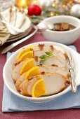 Turkey breast with oranges for Christmas dinner