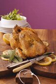 Roast chicken with lemons and sage