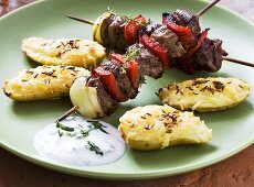 Lamb kebab with cheese potatoes