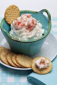 A prawn dip and crackers