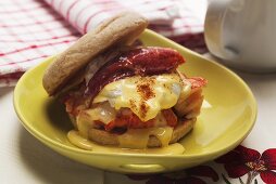 An English muffin with lobster benedict (USA)