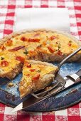 Lobster quiche, sliced (USA)