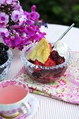 Apple and blackberry charlotte with cream