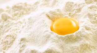 Egg yolk on flour