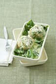 Bread dumplings on Swiss chard