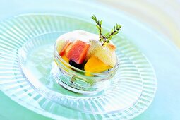 Exotic fruit salad with zabaglione