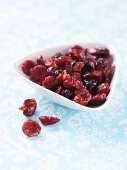 Dried cranberries in a small dish