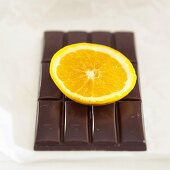 Chocolate with slice of orange