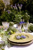 Laid table in garden