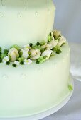 Wedding cake with marzipan flowers (detail)