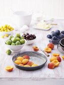 Fresh stone fruit and baking ingredients
