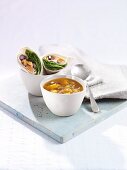 Vegetable soup and wraps (ready meals)