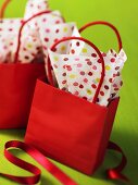 Red gift bag and wrapping paper