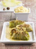 Stuffed cabbage leaves with mashed potato