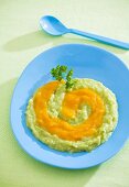 Broccoli puree and carrot puree (baby food)