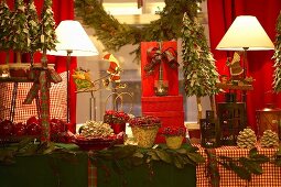 Window sill decorated for Christmas