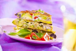 Courgette frittata with black olives