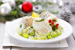Cod rolls with creamed leeks (Christmas)