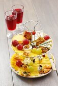 Cheese platter on tiered stand