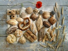 Assorted bread rolls with cereals