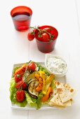 Grilled vegetables with tortillas and herb quark